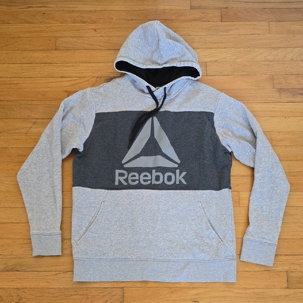 Reebok Two-Tone Gray Men's Hoodie Pullover Fleece Size M